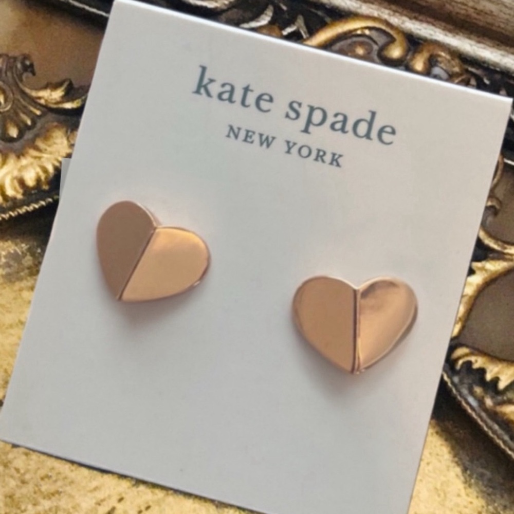 KATE SPADE • Rose Gold Heritage Spade Heart Earrings - Picture 4 of 4